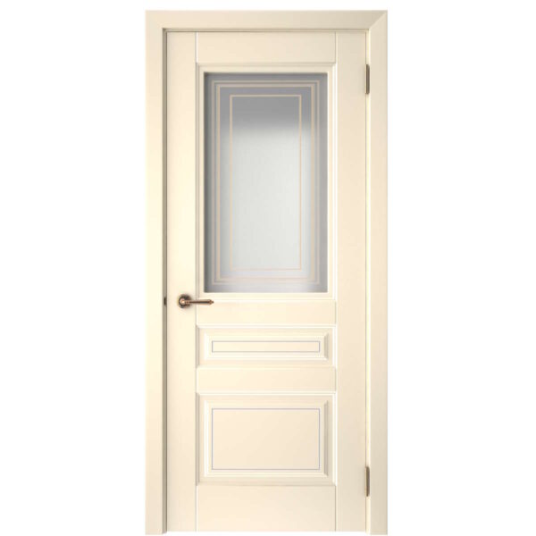 Межкомнатная дверь СК 1, Сатинато фотопечать, эмаль ваниль, патина