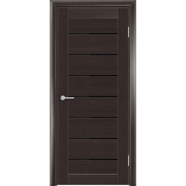 Межкомнатная дверь Т18, Орех темный рифленый, Лакобель черный