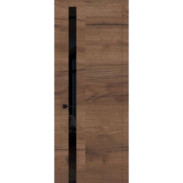 Межкомнатная дверь Тренд N-5, ST, Дуб пацифик, Лакобель черный