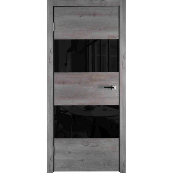 Межкомнатная дверь Тренд N-2, ST, Астана грэй, Лакобель черный