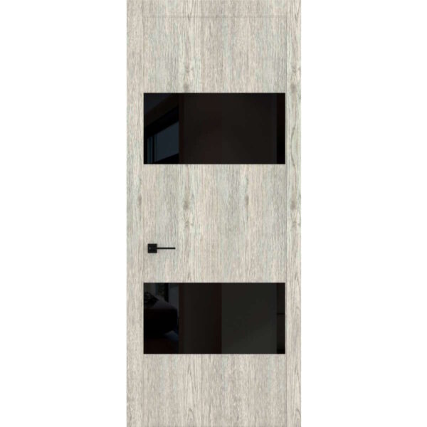 Межкомнатная дверь Тренд N-2, ST, Канадский дуб арктик, Лакобель черный