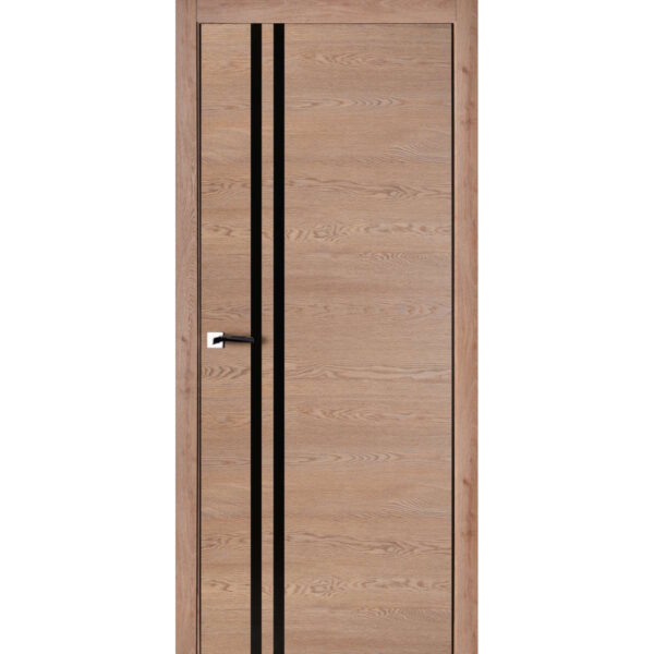 Межкомнатная дверь Параллель N9, ST, Астана табака, Лакобель черный