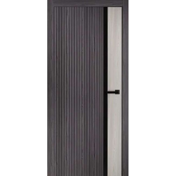 Межкомнатная дверь Легенд N7, ST, Бетон серый, Лакобель черный