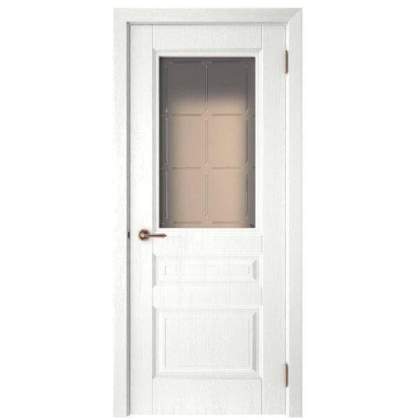 Межкомнатная дверь СК 1, Сатинато фрезерованное, роялвуд белый