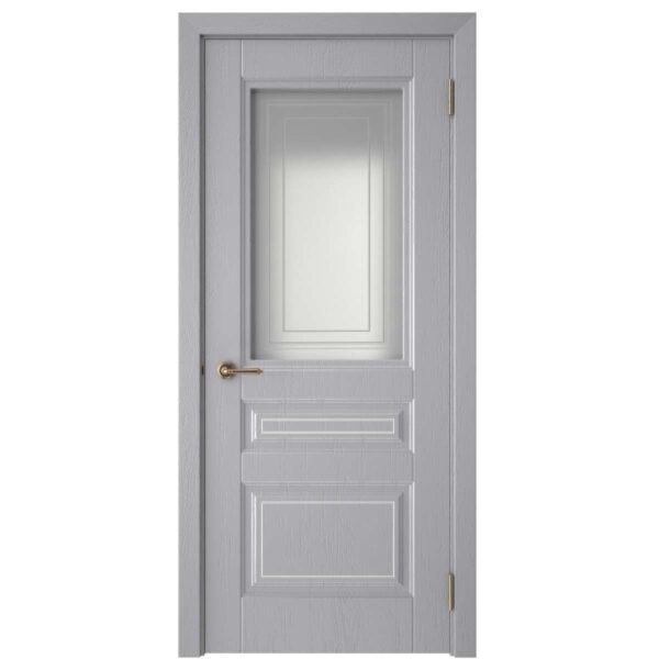 Межкомнатная дверь СК 1, Сатинато фотопечать, роялвуд серый, патина серебро