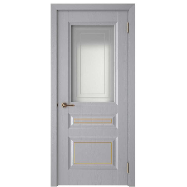 Межкомнатная дверь СК 1, Сатинато фотопечать, роялвуд серый, патина золото