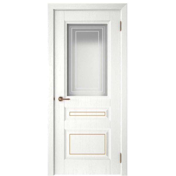 Межкомнатная дверь СК 1, Сатинато фотопечать, роялвуд белый, патина золото