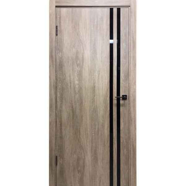 Межкомнатная дверь M72, Дуб шале, Лакобель черный