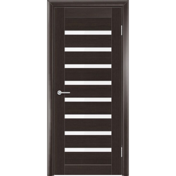Межкомнатная дверь Т2, Орех темный рифленый, Белое матовое
