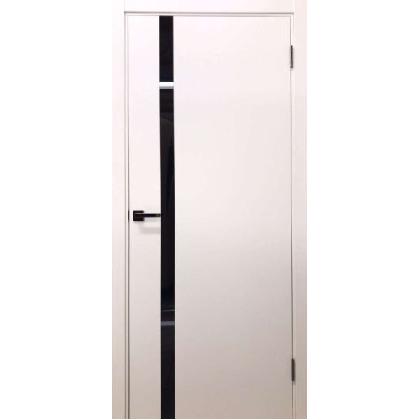 Межкомнатная дверь M7, Белая шагрень, Лакобель черный