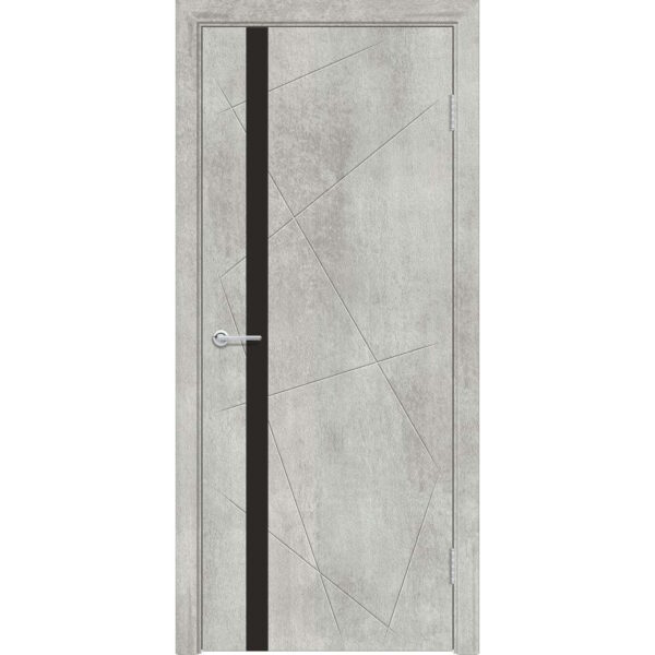 Межкомнатная дверь M48, Бетон серый, Лакобель черный