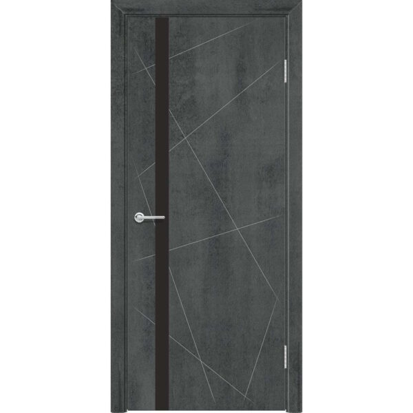 Межкомнатная дверь M48, Бетон темный, Лакобель черный