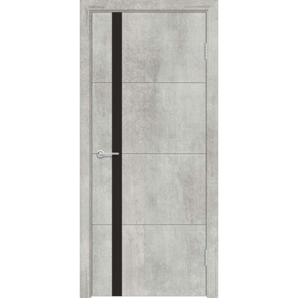 Межкомнатная дверь M58, Бетон серый, Лакобель черный