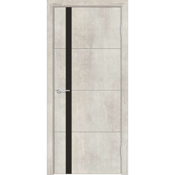 Межкомнатная дверь M58, Бетон светлый, Лакобель черный