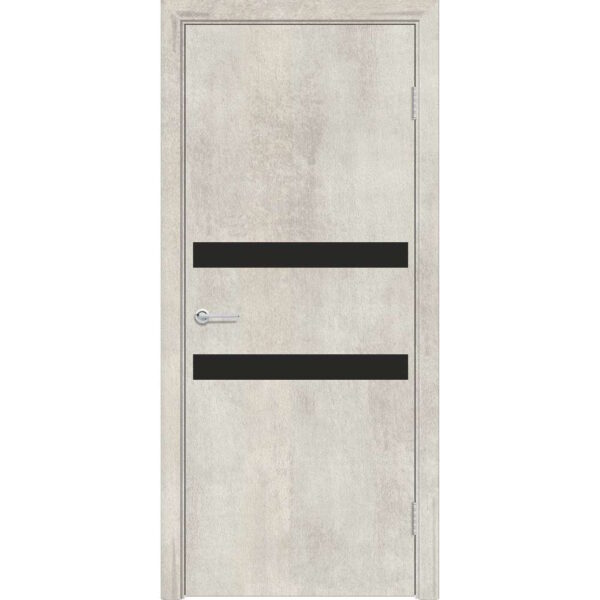Межкомнатная дверь M1, Бетон светлый, Лакобель черный