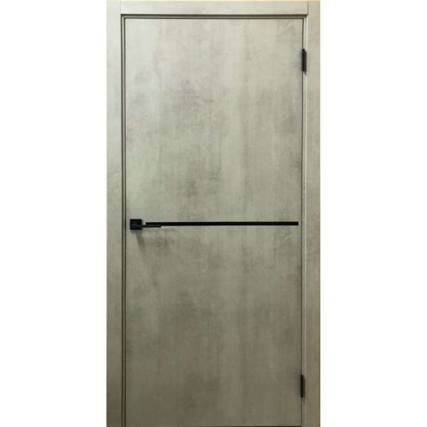 Межкомнатная дверь M71, Бетон серый, Лакобель черный