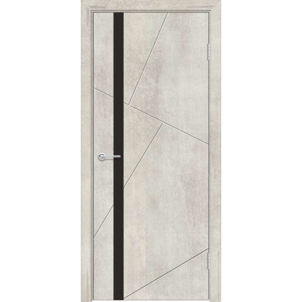 Межкомнатная дверь M63, Бетон светлый, Лакобель черный