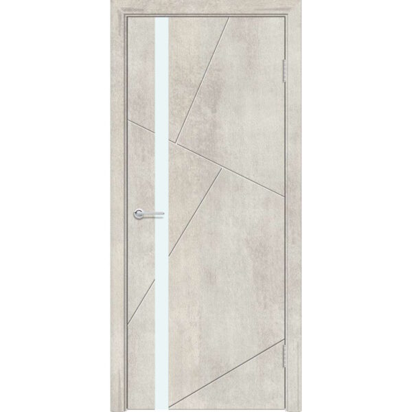 Межкомнатная дверь M63, Бетон светлый, Лакобель белый