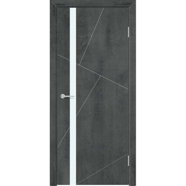 Межкомнатная дверь M63, Бетон темный, Лакобель белый