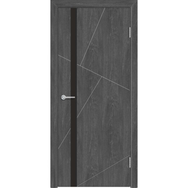 Межкомнатная дверь M63, Графит, Лакобель черный