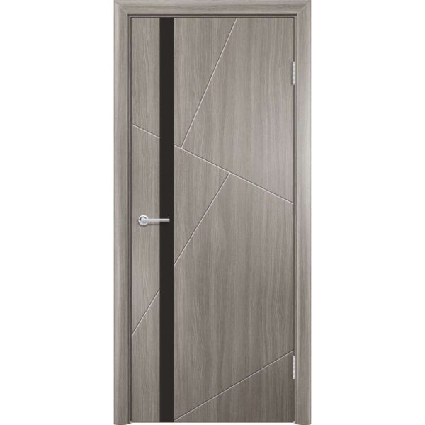 Межкомнатная дверь M63, Дуб дымчатый, Лакобель черный