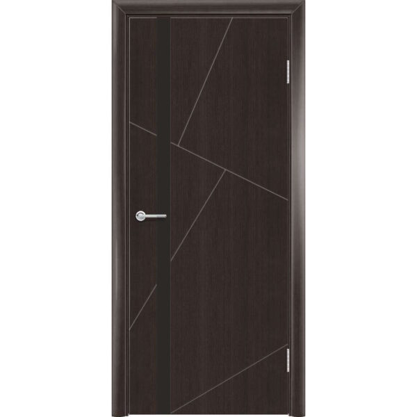Межкомнатная дверь M63, Темный орех рифленый, Лакобель черный