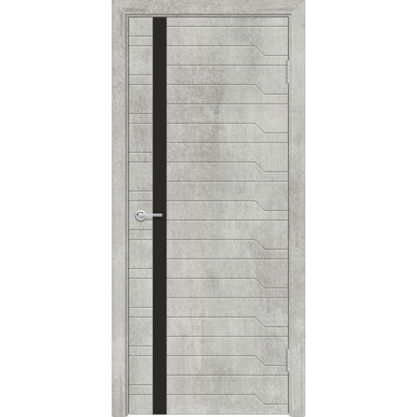Межкомнатная дверь M62, Бетон серый, Лакобель черный
