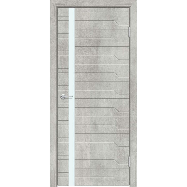 Межкомнатная дверь M62, Бетон серый, Лакобель белый