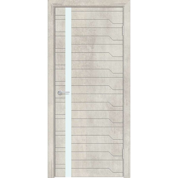 Межкомнатная дверь M62, Бетон светлый, Лакобель белый