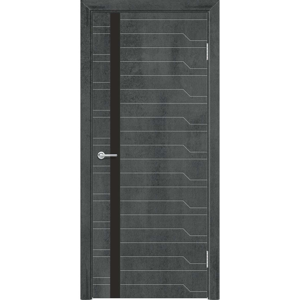 Межкомнатная дверь M62, Бетон темный, Лакобель черный