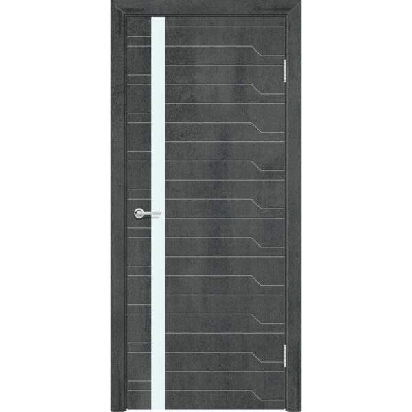 Межкомнатная дверь M62, Бетон темный, Лакобель белый