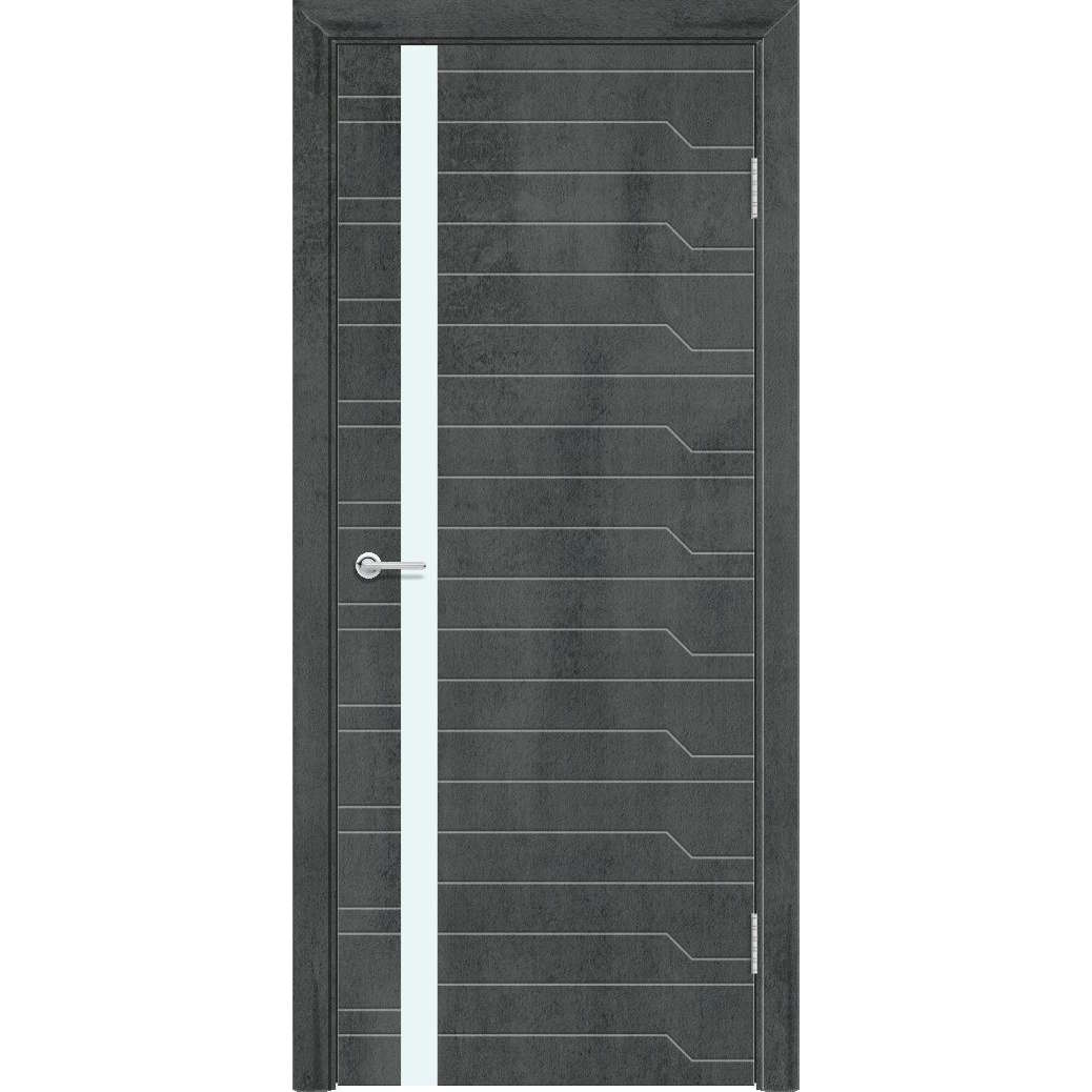Межкомнатная дверь M62, Бетон темный, Лакобель белый