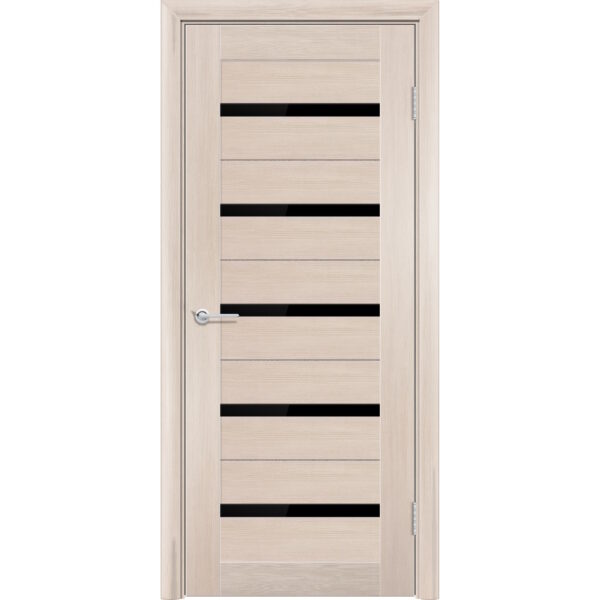 Межкомнатная дверь Т1, Лиственница кремовая, Лакобель черный