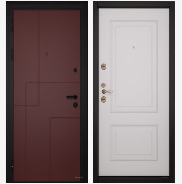 Входные двери Вандрафт РА бордо /Верба белый
