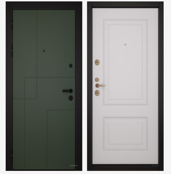 Входные двери Вандрафт РА олива /Верба белый