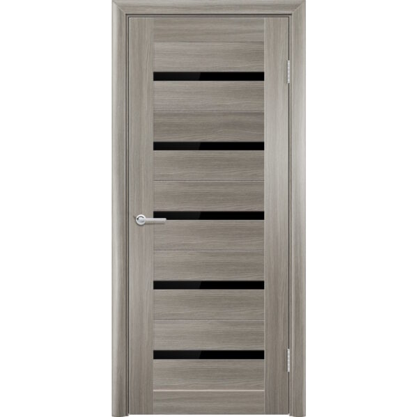 Межкомнатная дверь Т1, Дуб дымчатый, Лакобель черный