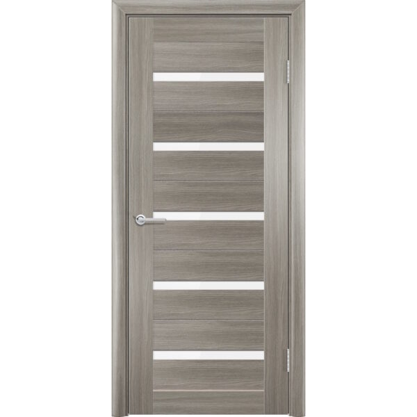 Межкомнатная дверь Т1, Дуб дымчатый, Белое матовое