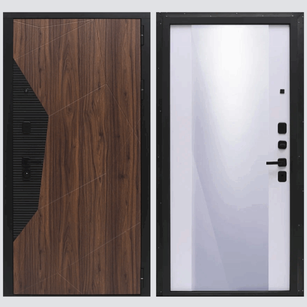 Входная дверь Крафтберг с зеркалом Велютто бьянко