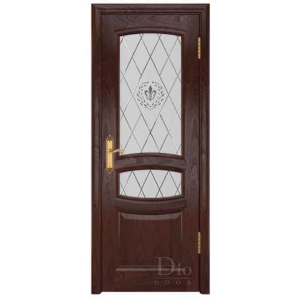 Межкомнатная дверь ДИОдор Сантанелла Тёмное красное дерево Со стеклом